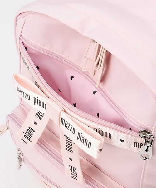 mezzo piano リュック 約21L ハートポーチつきロゴリボンリュック