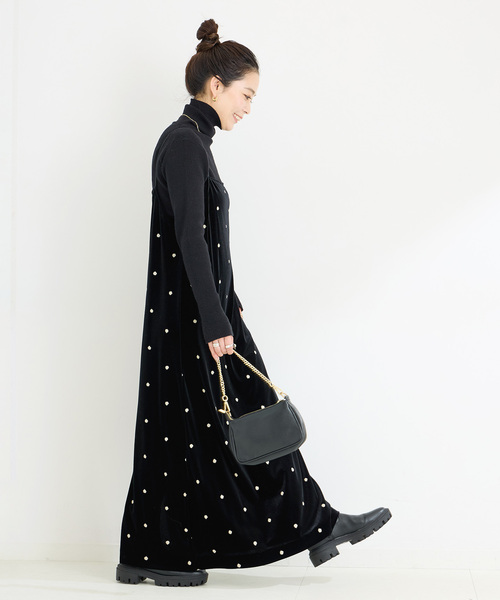 Simplicite（サンプリシテ） ワンピース 手洗い可 / ベロアフラワー