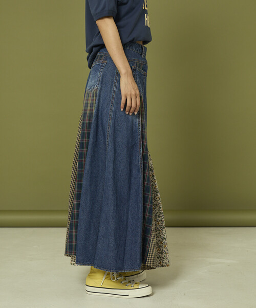 Freada（フリーダ） スカート サイドフロント デニム 切り替え フレア