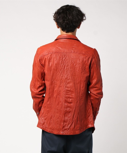 REGIEVO（レジエボ） シャツ レザーウエスタンシャツジャケット メンズ