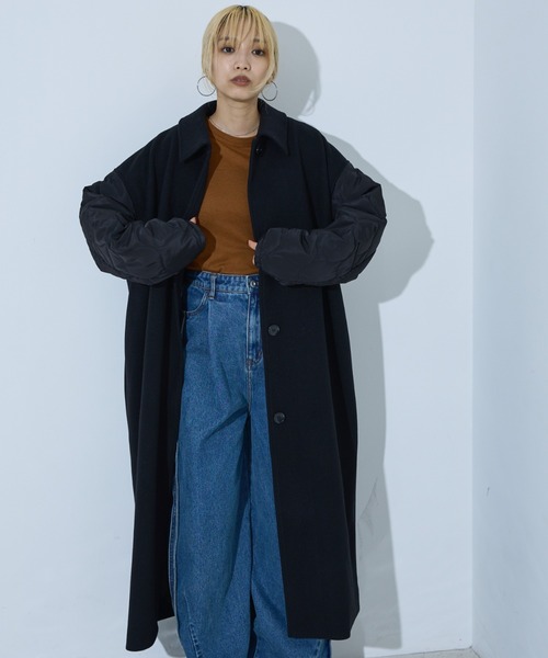 NOMINE（ノミネ） ステンカラーコート コート 袖キルティングステン