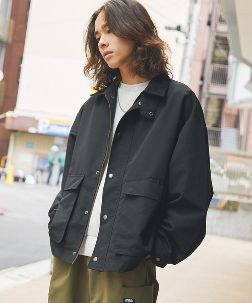 ブルゾン アウター 襟コーデュロイ切替ビッグシルエット2wayブルゾン