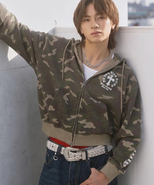 SPINNS（スピンズ） パーカー 「内田金吾くん着用」短丈ダブルジップ