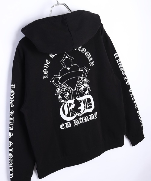 Ed Hardy（エド・ハーディー） パーカー 長袖 フルZIPパーカー メンズ