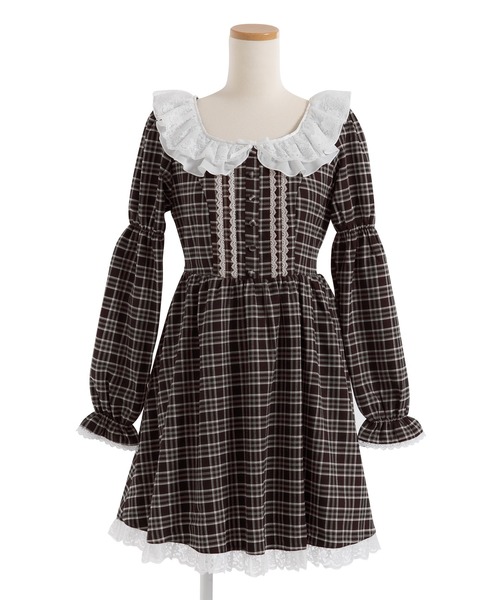 限定価格！familiar 2点】チェック柄フリル付きワンピース&ブラウス