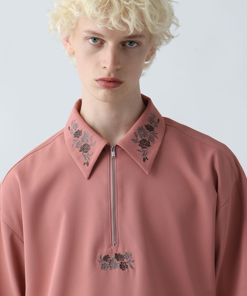 HARE（ハレ） シャツ フラワーハーフZIPシシュウシャツ(HARE) メンズ