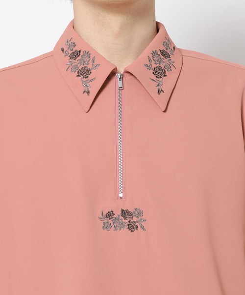 HARE（ハレ） シャツ フラワーハーフZIPシシュウシャツ(HARE) メンズ