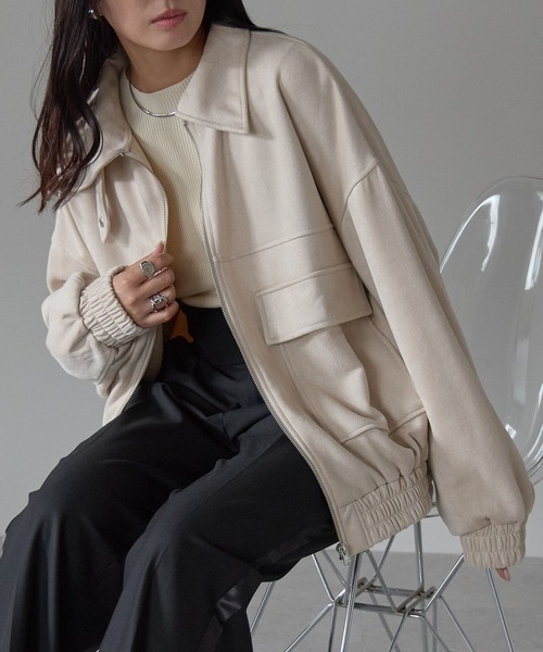 Fizz（フィズ） ブルゾン アウター 2wayカラー スウェードポンチ