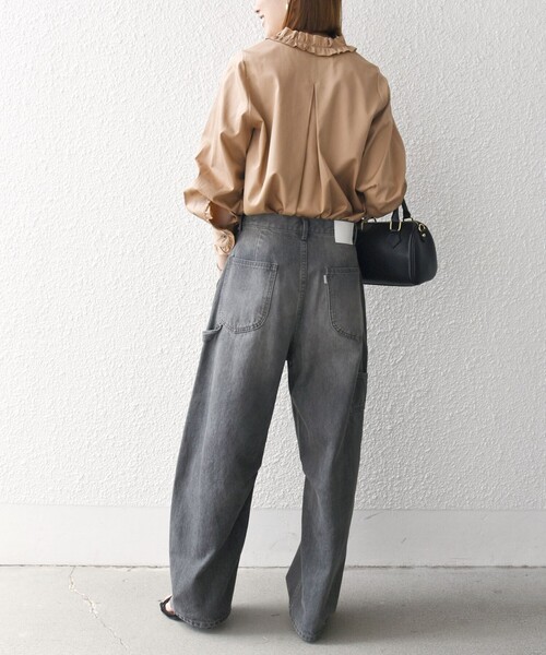 SHIPS any ブラウス シャツ any:「洗濯機可能」コットン サテン フリル