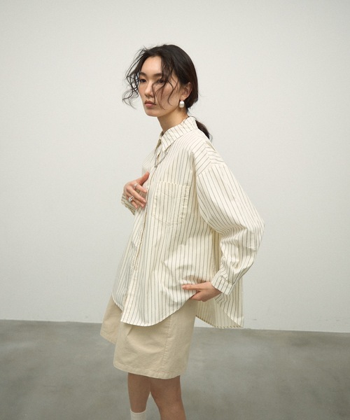 ブラウス シャツ Long sleeve striped shirt / ロングスリーブ