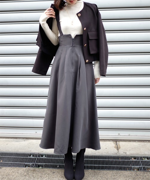 ジャンパースカート フロントジップハイウエストジャンスカ : ZOZOTOWN