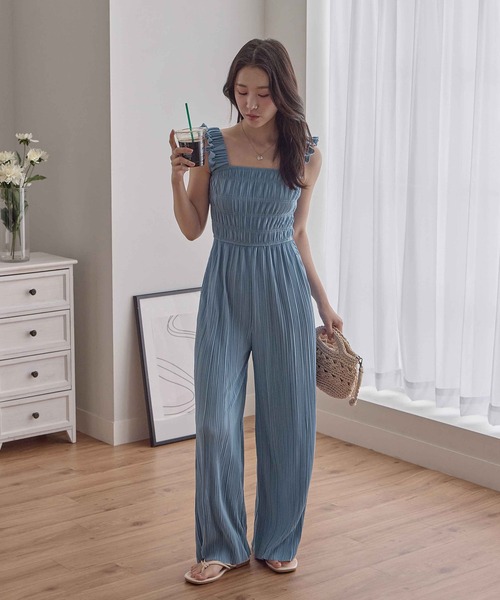 サロペット オーバーオール フリルオールインワン レディース