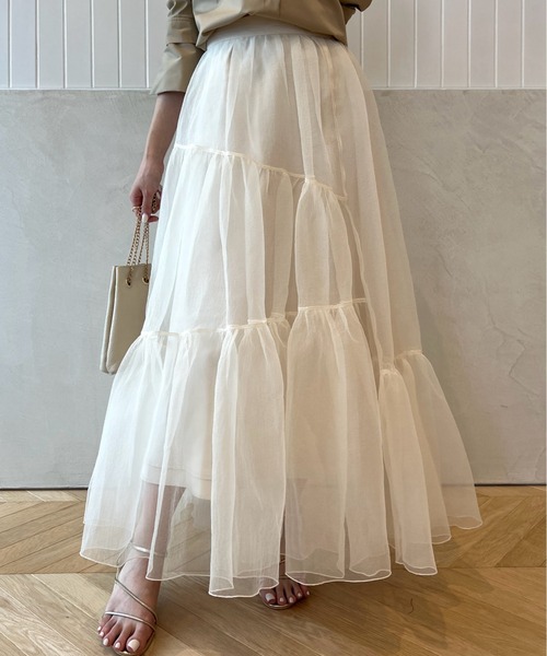 anuans（アニュアンス） スカート オーガンジーイレギュラーティアード