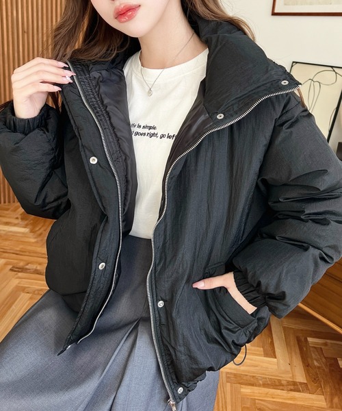 moment+ ダウンコート ダウンジャケット ナイロン光沢シャイニー