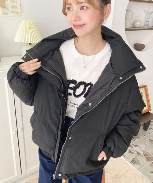 moment+ ダウンコート ダウンジャケット ナイロン光沢シャイニー