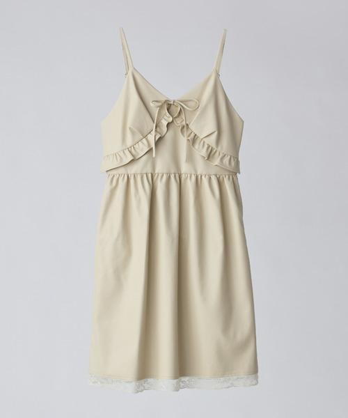 ワンピース leather frill onepiece／レザーフリルキャミワンピース