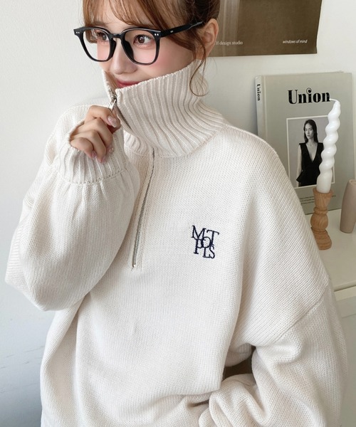 moment+ ニット セーター 「累計販売枚数1万枚突破！」ハーフジップ