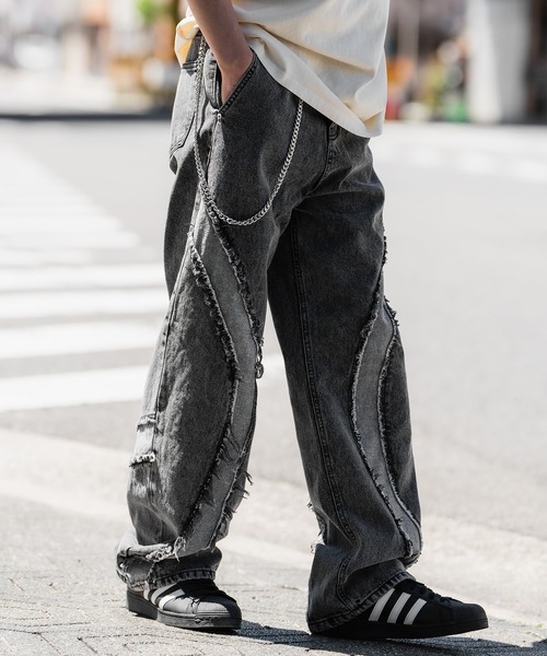 improves（インプローブス） ジーンズ フリンジ切替デザイン ワイド