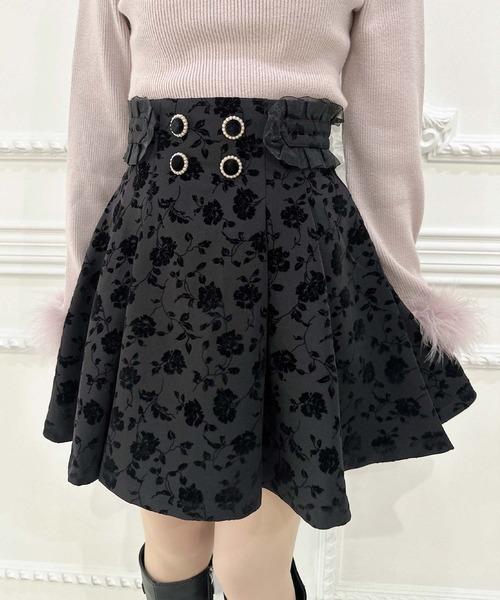 クチュールバイロジータ スカート 花柄フロッキーフレアスカート
