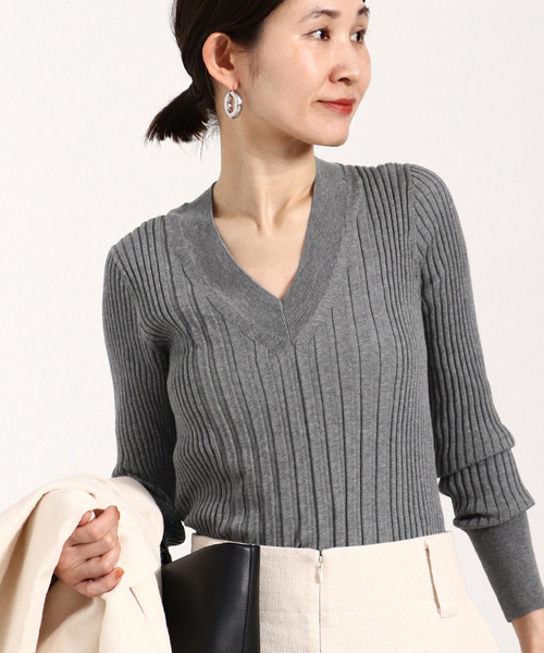 VERMEIL par iena（ヴェルメイユパーイエナ） ニット イタリア糸 リブV