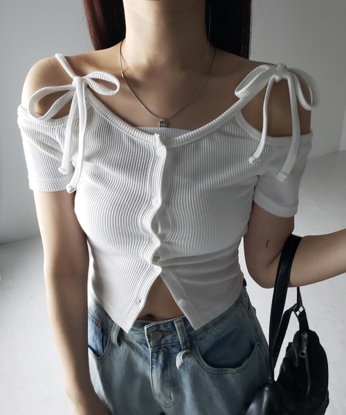 me+em select（ミームセレクト） tシャツ 「 2WAY 」ダブルリボンオフ