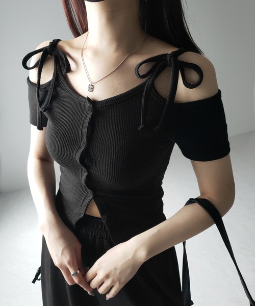 me+em select（ミームセレクト） tシャツ 「 2WAY 」ダブルリボンオフ