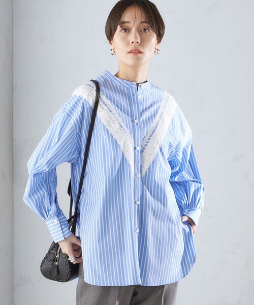 SHIPS（シップス） ブラウス シャツ 「洗濯機可能」レース 切替