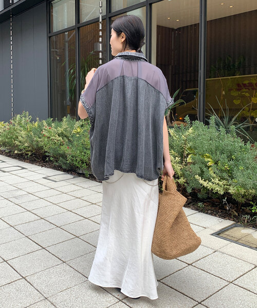 DouDou（ドゥドゥ） ブラウス シャツ リヨセルデニムバック切替シャツ