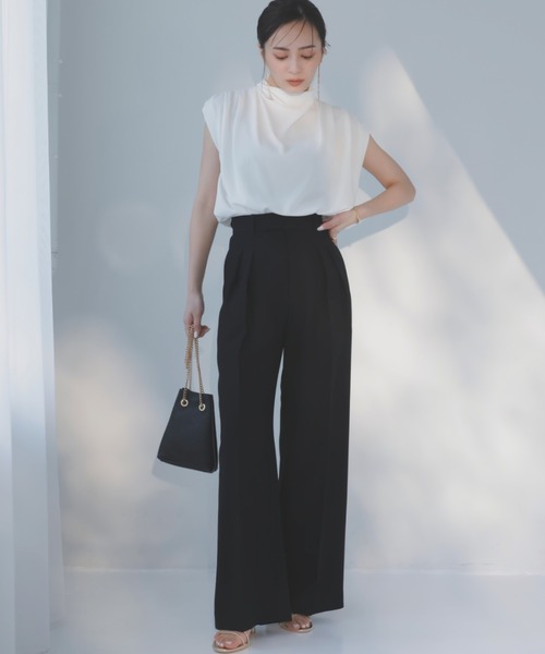 anuans（アニュアンス） スラックス パンツ ツータックワイドパンツ