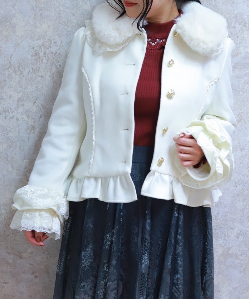 axes femme（アクシーズ ファム） ピーコート pコート ローズリボン付