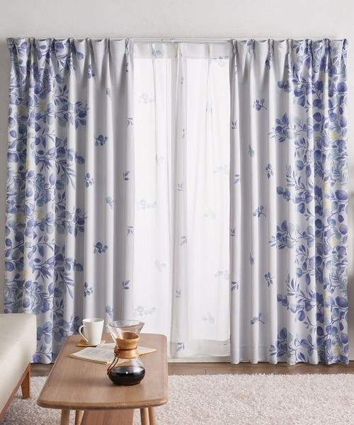 iellio インテリア 届いてすぐ使える ボタニカル・ローズ 同柄カーテン