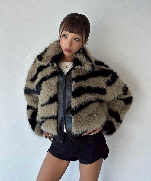 DAIYA（ダイヤ） ブルゾン アウター ゼブラ柄 ダブルジップ ファー