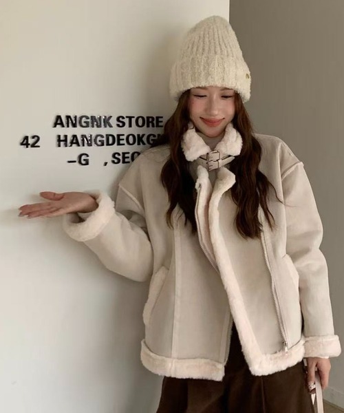 DIAVEL ブルゾン アウター もこもこムートンジャケット＆ミニバッグSET