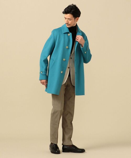 SHIPS（シップス） ステンカラーコート SD: ダブルフェイス ターコイズ