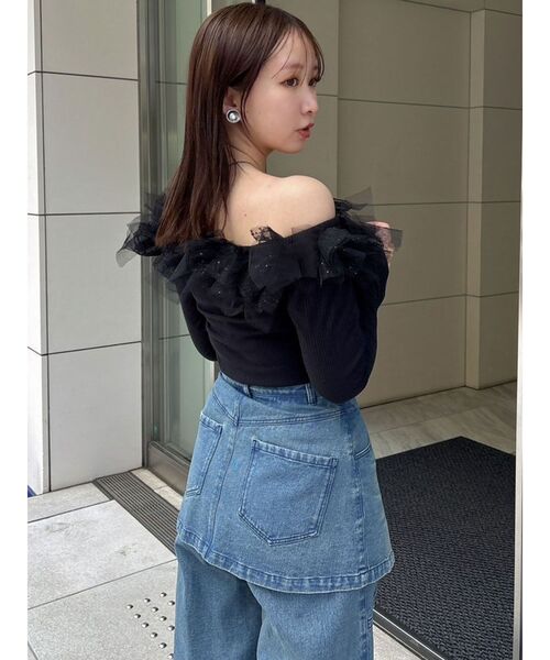 dazzlin（ダズリン） tシャツ オフショルリボンカットトップス