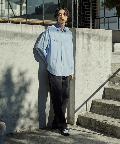 Bleme シャツ リラクシー スラッシュポケット レギュラーカラーシャツ