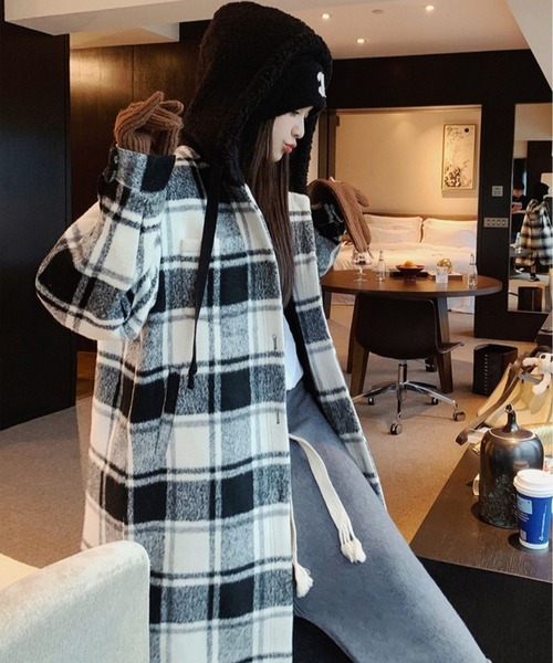 CANVAS+ コート アウター 「CANVAS+」チェック柄中綿キルティング