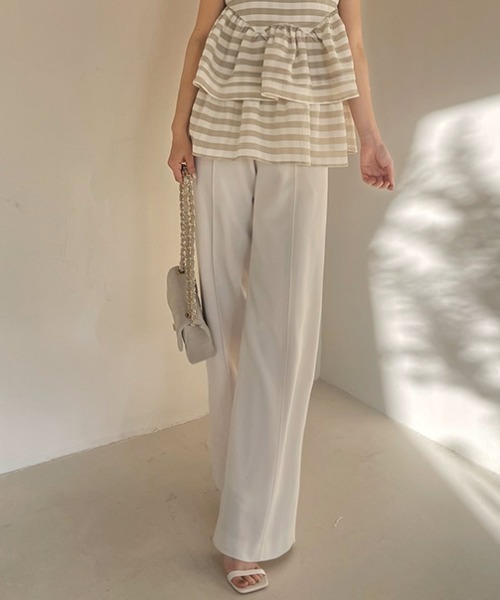 anuans（アニュアンス） スラックス パンツ ピンタックストレート