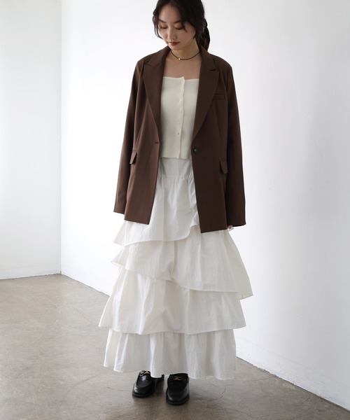 Freesia スカート ランダムフリルティアードロングスカート : ZOZOTOWN