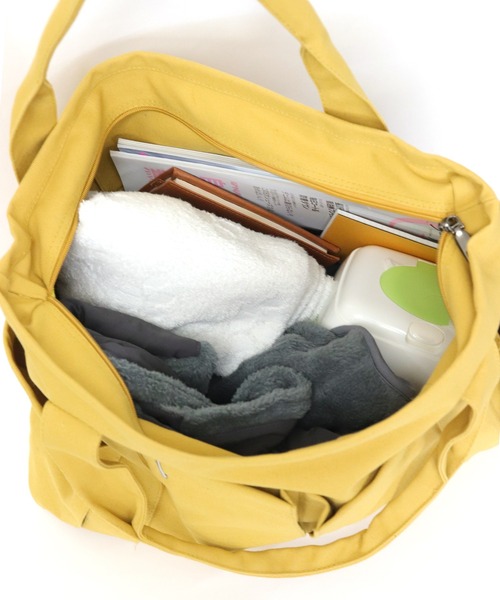 マザーズバッグ 「大容量・軽量タイプ」多ポケット キャンバストート