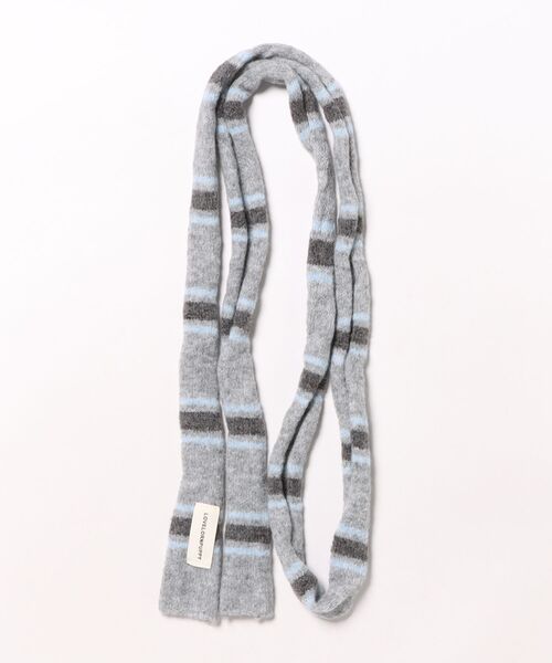 マフラー ストール Y2Kパネル細ボーダーマフラー レディース