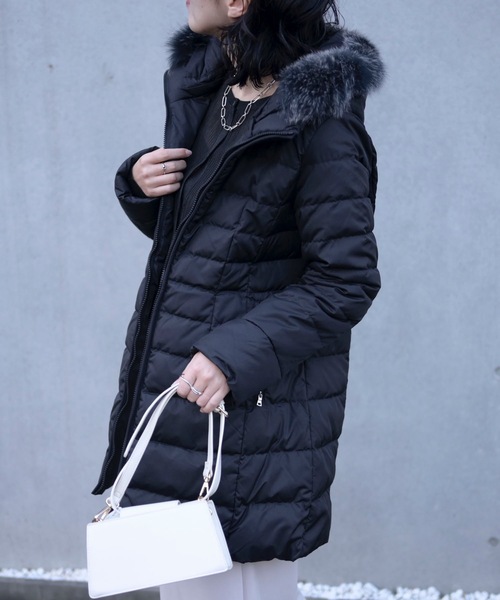 ＆HALF ダウンコート ダウンジャケット ミドル丈ファー付き2WAYダウン
