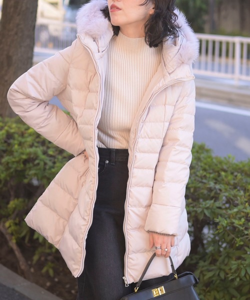 ＆HALF ダウンコート ダウンジャケット ミドル丈ファー付き2WAYダウン