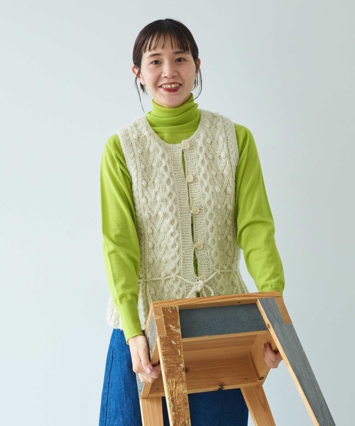 yuni ベスト ジレ ネパールハンドニットペプラムベスト 1701KN004242