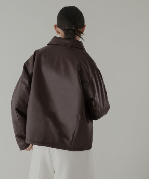 hellam（ヘラム） レザージャケット ライダース 襟ボアフェイクレザー