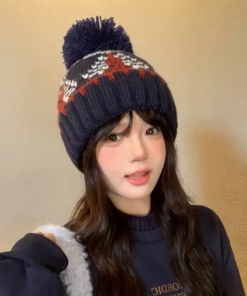 LADY LIKE（レディライク） ニット帽 ニットキャップ ポンポン付き