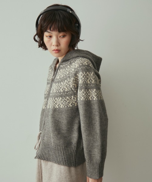 full/fill. ニット セーター nordic hood zip knit cardigan