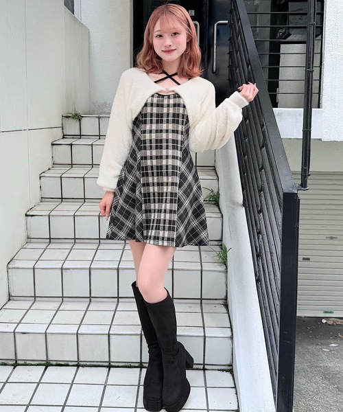 NOMAE（ノーマエ） ワンピース シャギーボレロミニチェックワンピース
