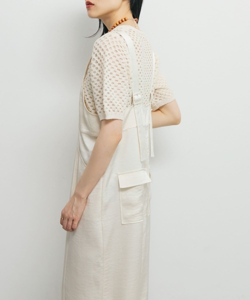 KBF（ケービーエフ） サロペット オーバーオール フロントZIPサテン