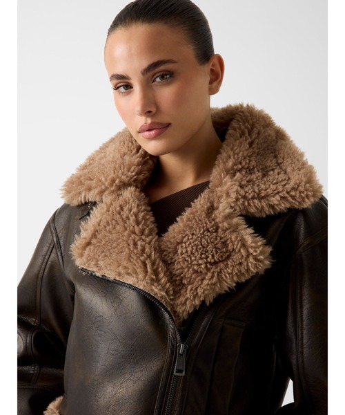 GUESS（ゲス） レザージャケット ライダース YOLENE Faux Shearling